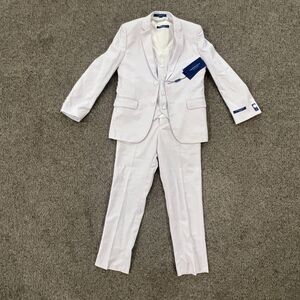 NWT! Perry Ellis Boy PB363-04 White 3 Pieces Suit - Boys Size 10 - MSRP $249